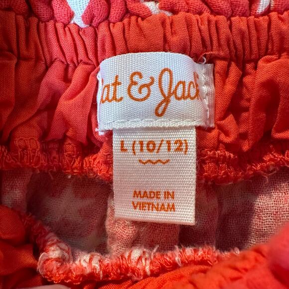 Cat & Jack Red White Star Pring Babydoll Top Muslin Cotton Girls L Large 10 12 - Picture 5 of 7